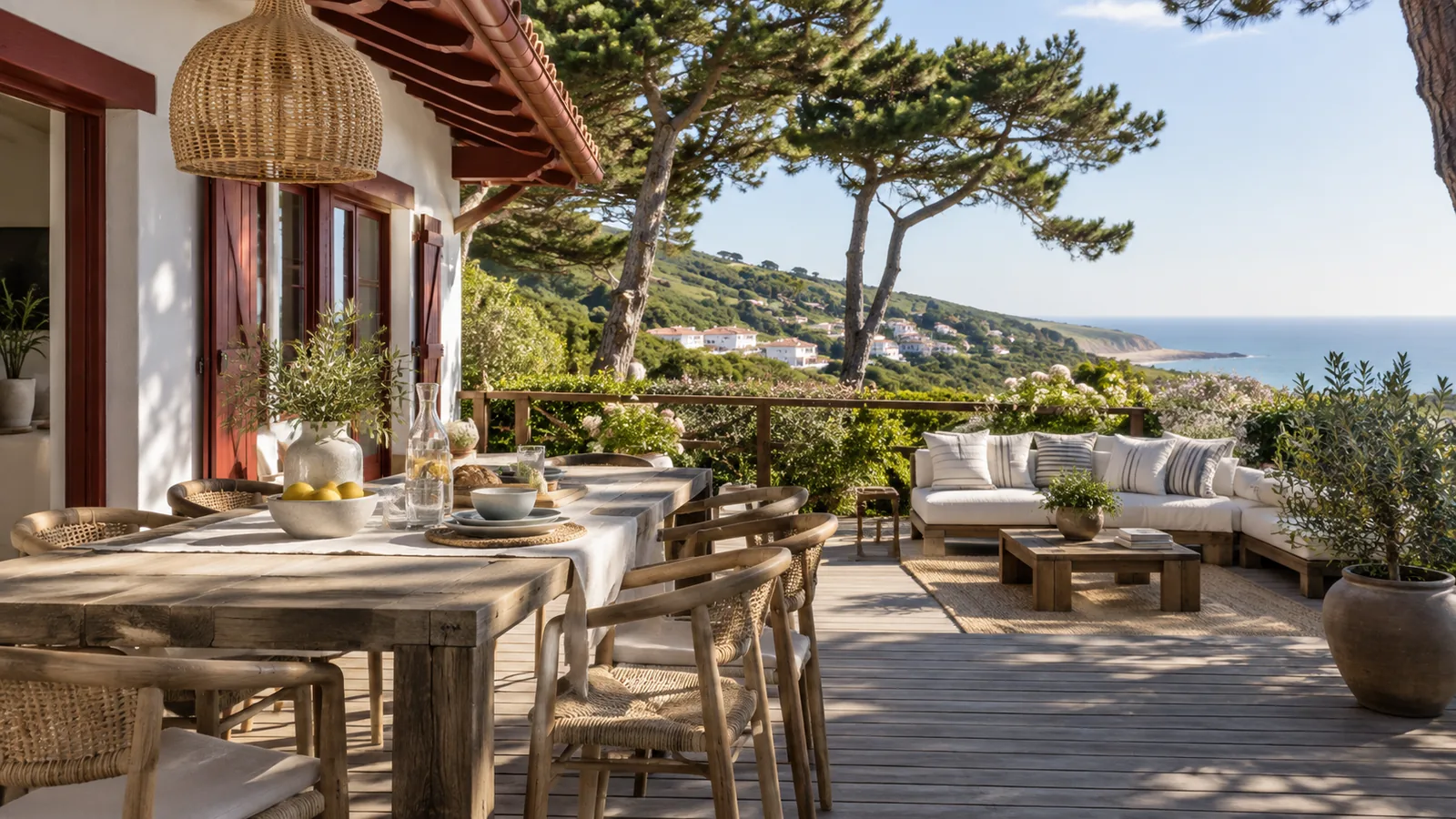 Terrasse d’une maison en location saisonnière préparée par ZULLI
