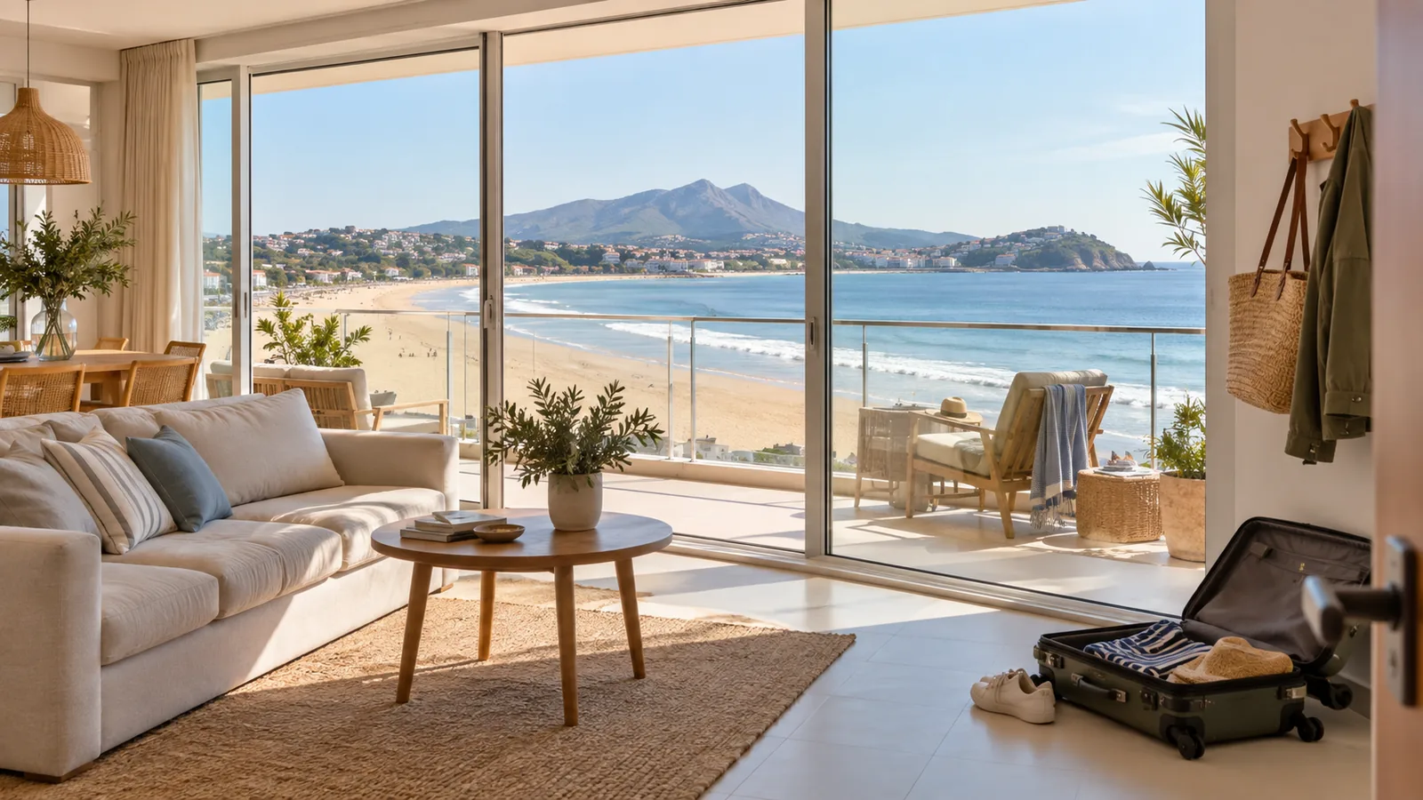 Séjour d'un appartement en front de mer à Hendaye